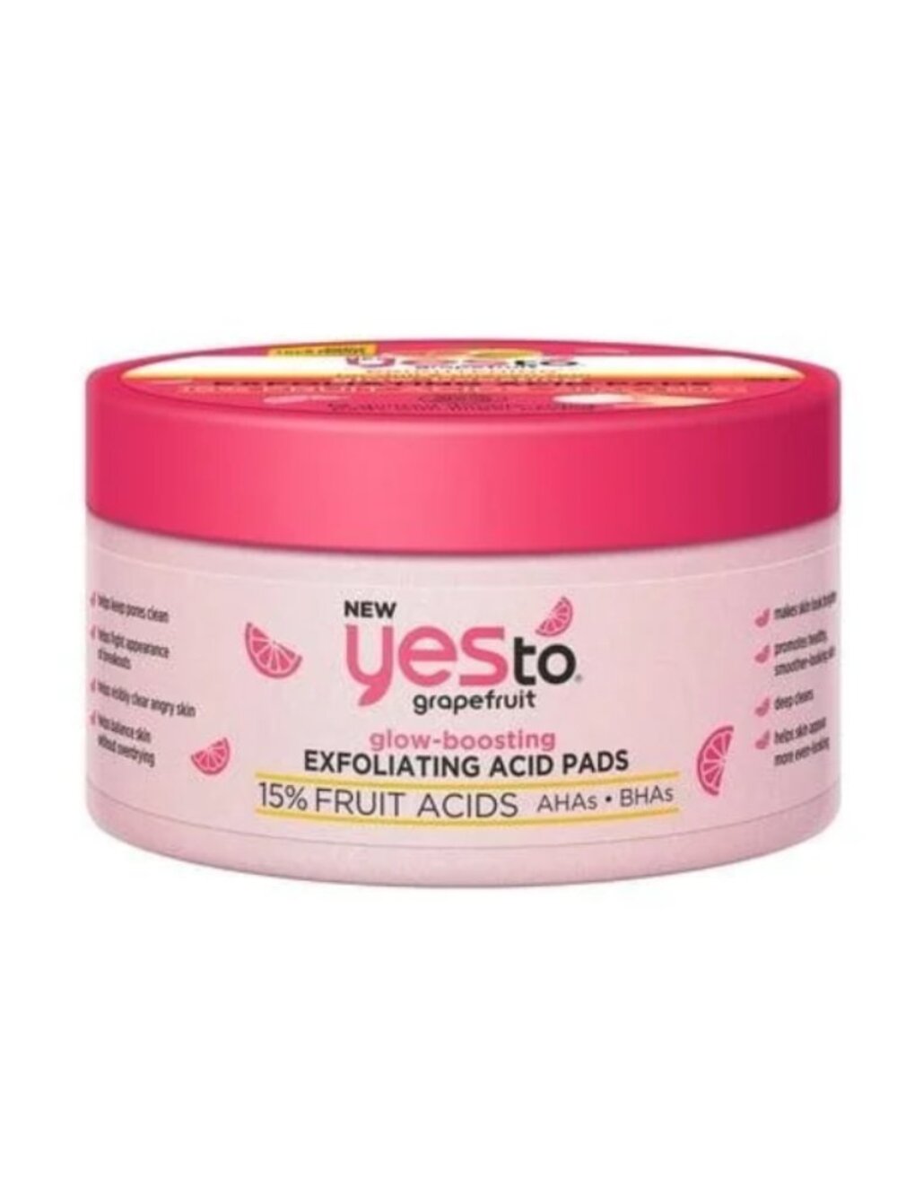 Yes To Grapefruit Glow-Boosting Exfoliating Acid Pads 15% AHA BHA